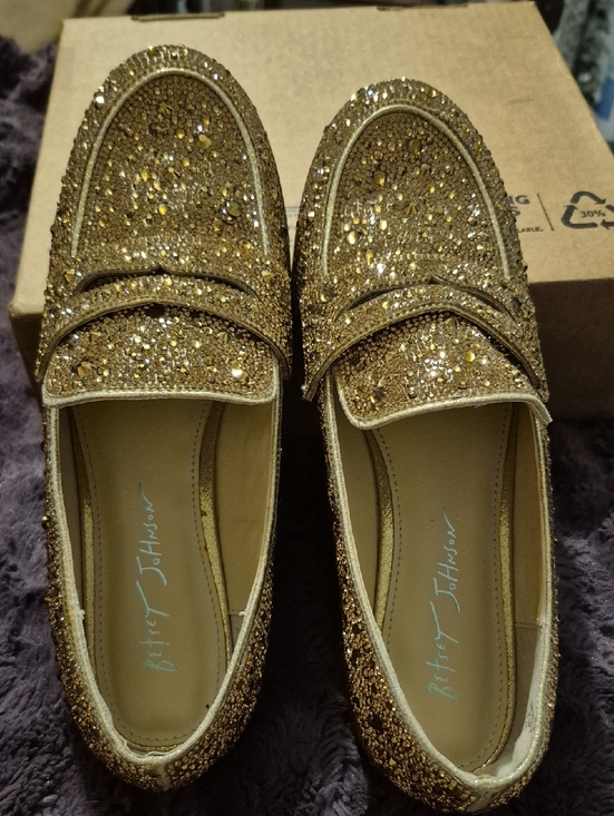 Betsey Johnson Shoes - Betsey Johnson Gold Sequin Loafers
